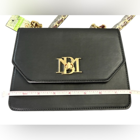 Badgley Mischka Black and Wine Double Crossbody Bag with Pearls - Picture 11 of 13